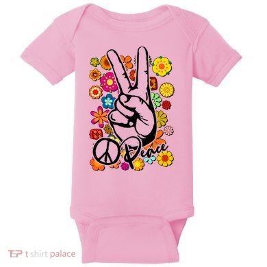 Vintage Hippie Peace Symbols Baby Bodysuit