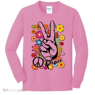 Vintage Hippie Peace Symbols Kids Long Sleeve Shirt
