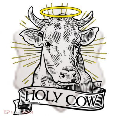 Vintage Holy Cow Ceramic Ornament