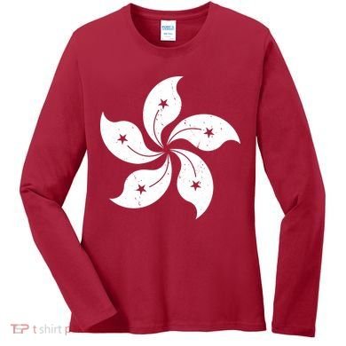 Vintage Hong Kong Flag Women's Long Sleeve Shirt