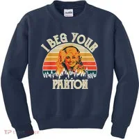 Vintage I Beg Your Parton Funny Kids Sweatshirt thumb 0