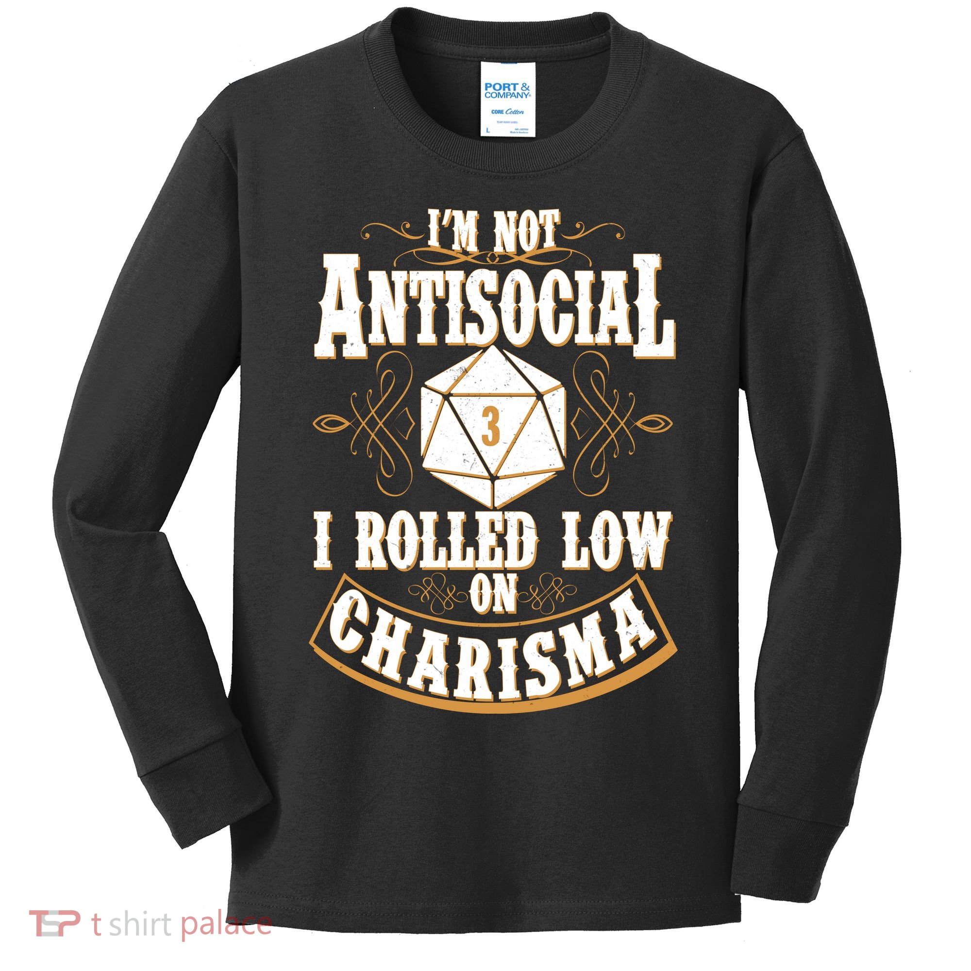 Vintage I'm Not Antisocial I Rolled Low On Charisma Kids Long Sleeve Shirt