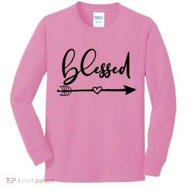 Vintage Inspirational Blessed  Kids Long Sleeve Shirt