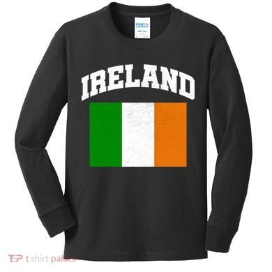 Vintage Ireland Team Flag Kids Long Sleeve Shirt