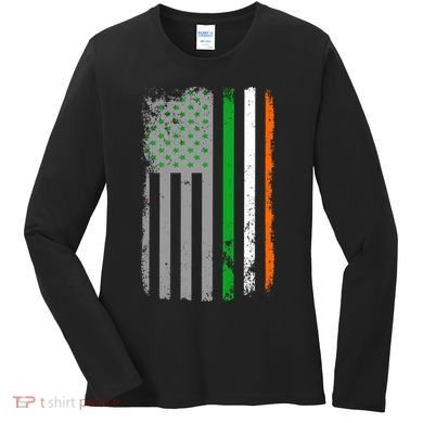 Vintage Irish American Flag Women's Long Sleeve Shirt