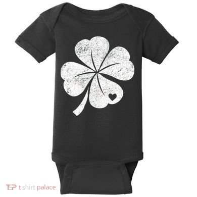 Vintage Irish Clover Heart Baby Bodysuit