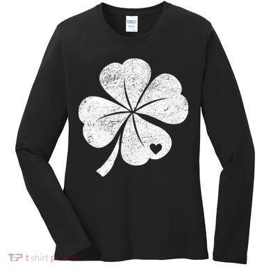 Vintage Irish Clover Heart Women's Long Sleeve Shirt