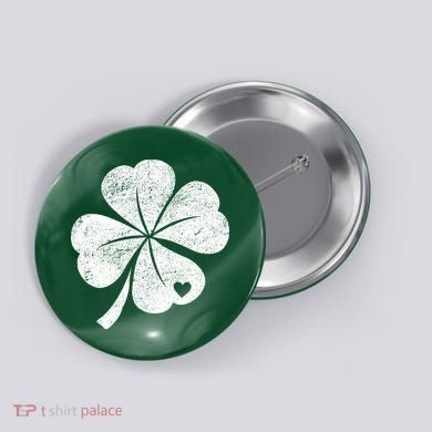 Vintage Irish Clover Heart Button