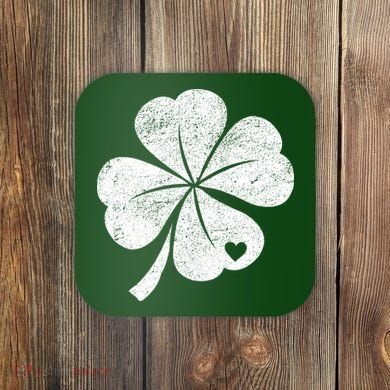 Vintage Irish Clover Heart Coaster