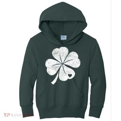 Vintage Irish Clover Heart Kids Hoodie