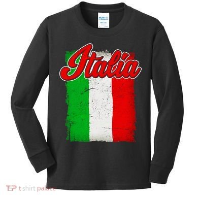 Vintage Italia Flag Kids Long Sleeve Shirt