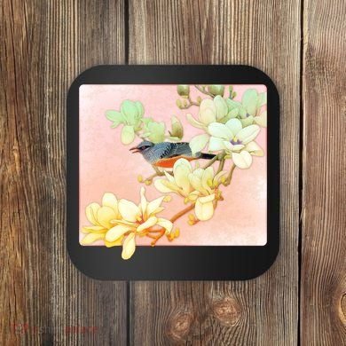 Vintage Japanese Bird Flowers  Coaster