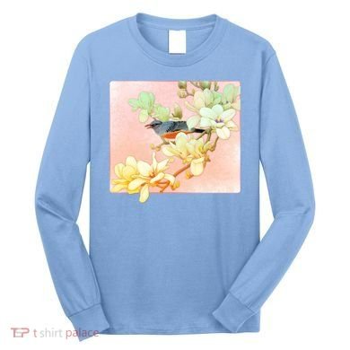 Vintage Japanese Bird Flowers  Long Sleeve Shirt