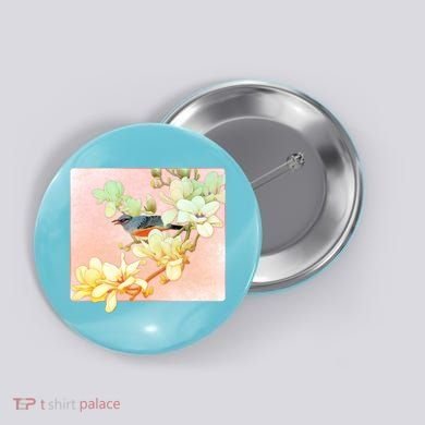 Vintage Japanese Bird Flowers  Button