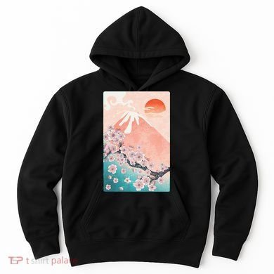 Vintage Japanese Cherry Blossoms with Mount Fuji Hoodie