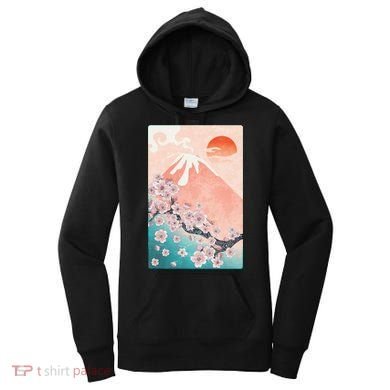 Vintage Japanese Cherry Blossoms with Mount Fuji Women's Hoodie