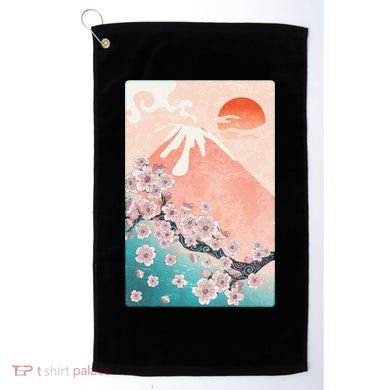 Vintage Japanese Cherry Blossoms with Mount Fuji Golf Towel