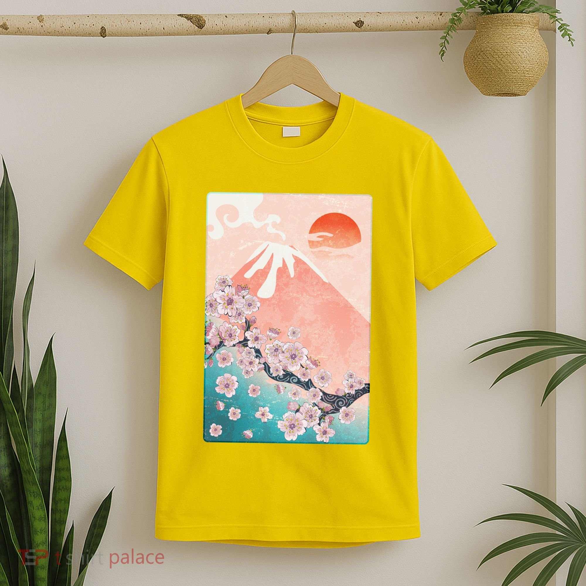 Vintage Japanese Cherry Blossoms with Mount Fuji T-Shirt