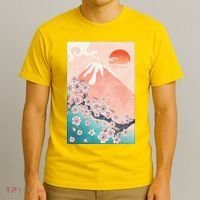 Vintage Japanese Cherry Blossoms with Mount Fuji T-Shirt thumb 3