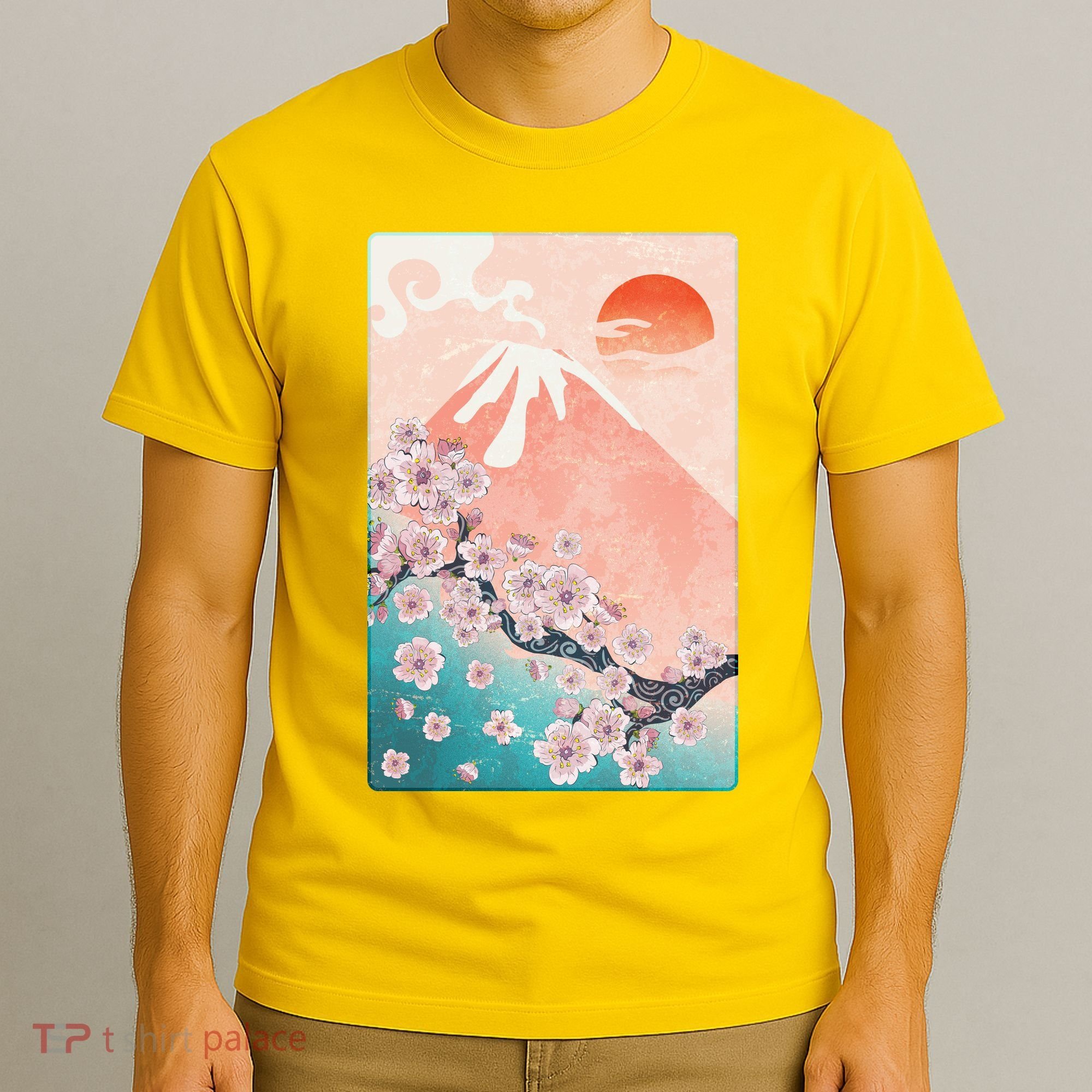 Vintage Japanese Cherry Blossoms with Mount Fuji T-Shirt