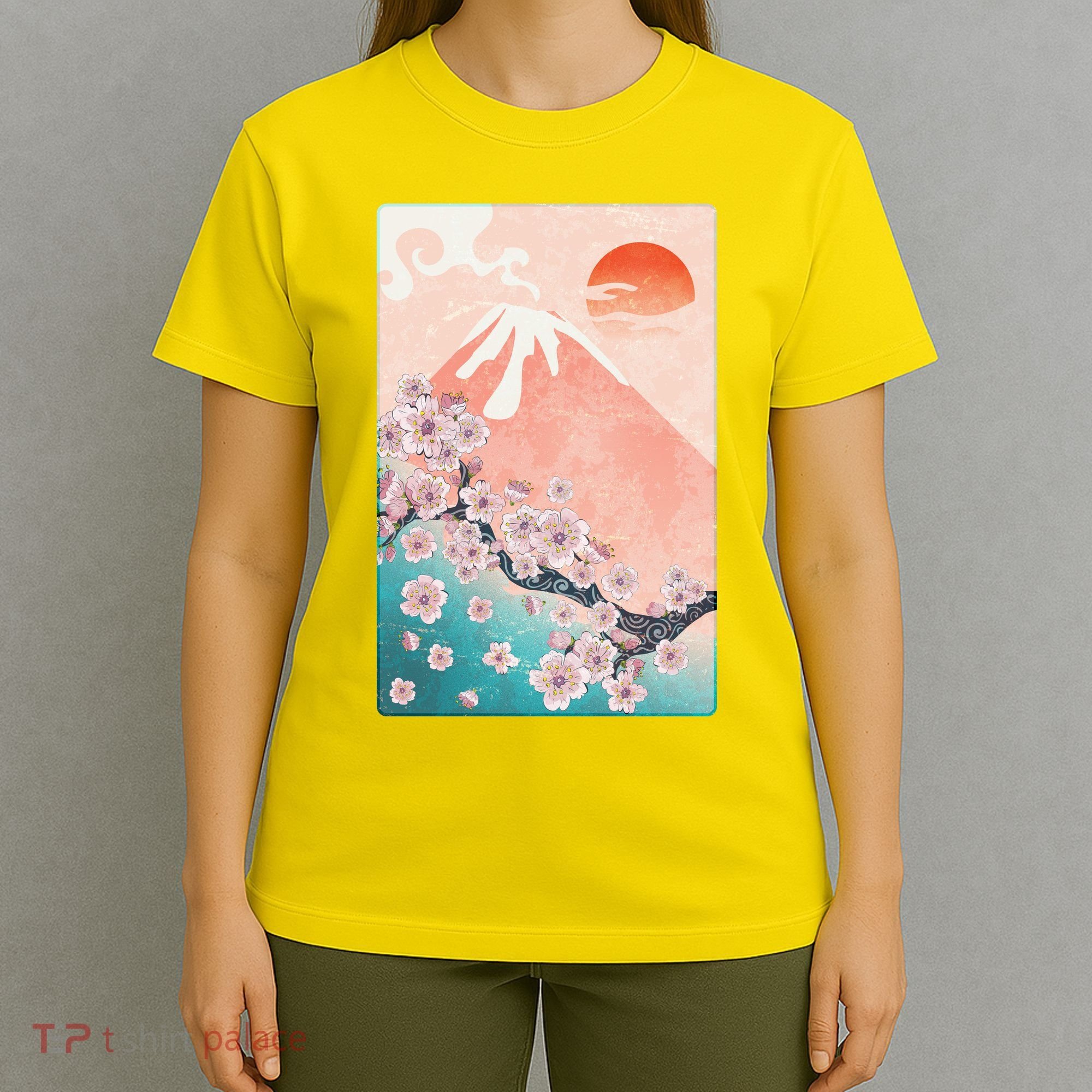 Vintage Japanese Cherry Blossoms with Mount Fuji T-Shirt