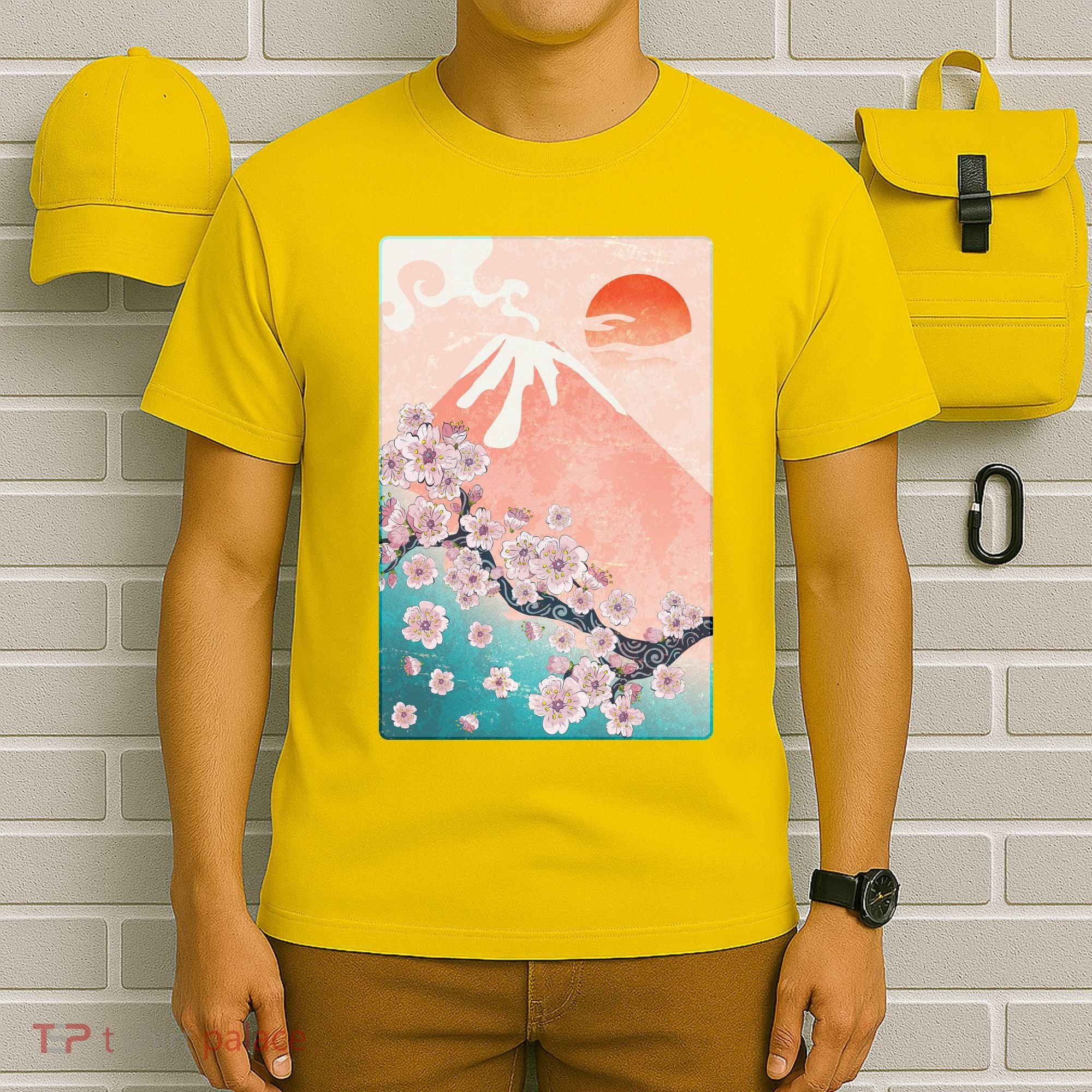 Vintage Japanese Cherry Blossoms with Mount Fuji T-Shirt