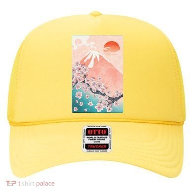 Vintage Japanese Cherry Blossoms with Mount Fuji Hat