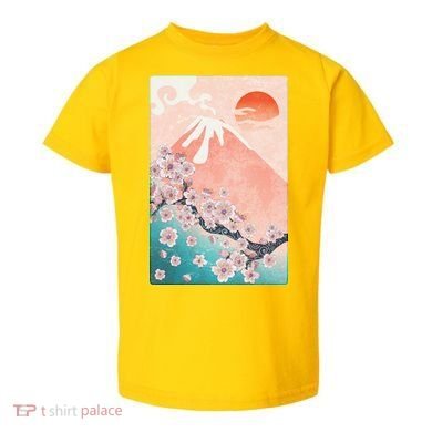 Vintage Japanese Cherry Blossoms with Mount Fuji Toddler T-Shirt