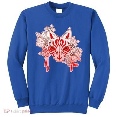 Vintage Japanese Fox Kitsune Mask and Flowers Sweatshirt