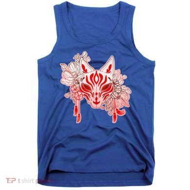 Vintage Japanese Fox Kitsune Mask and Flowers Tank Top