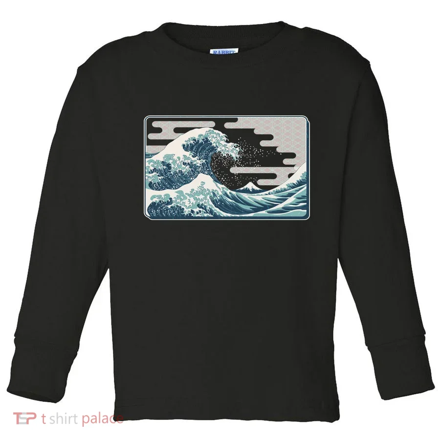 Vintage Japanese Great Wave Toddler Long Sleeve