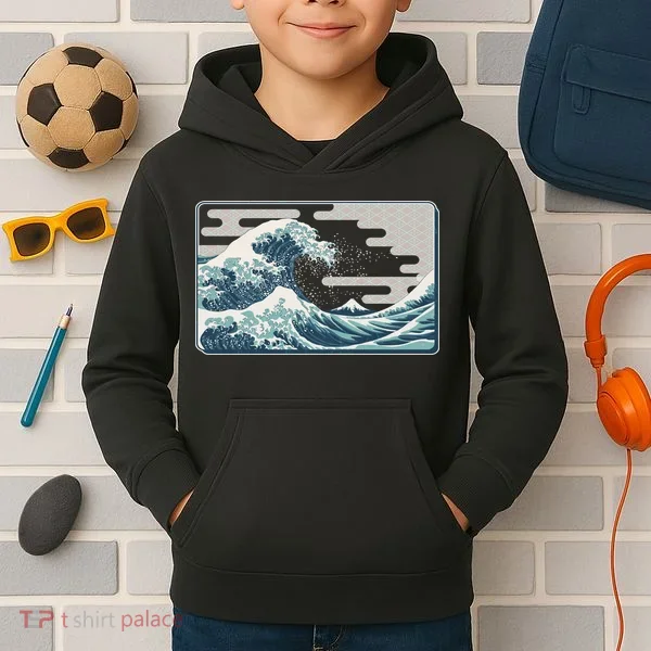 Vintage Japanese Great Wave Kids Hoodie