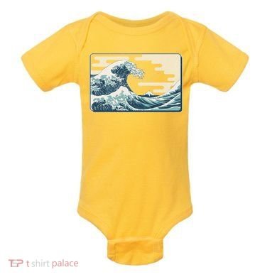 Vintage Japanese Great Wave Baby Bodysuit