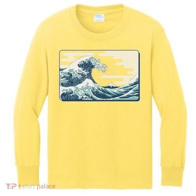 Vintage Japanese Great Wave Kids Long Sleeve Shirt