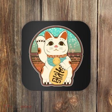 Vintage Japanese Maneki Neko Lucky Cat Coaster