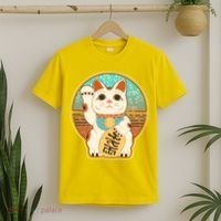 Vintage Japanese Maneki Neko Lucky Cat T-Shirt thumb 2