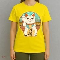 Vintage Japanese Maneki Neko Lucky Cat T-Shirt thumb 4