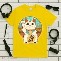 Vintage Japanese Maneki Neko Lucky Cat T-Shirt thumb 5