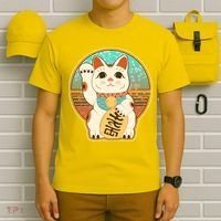 Vintage Japanese Maneki Neko Lucky Cat T-Shirt thumb 6