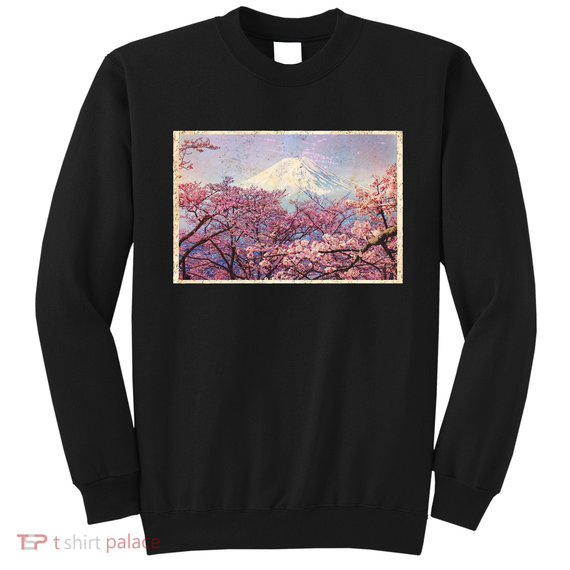 Vintage Japanese Mt. Fuji & Cherry Blossoms Sweatshirt