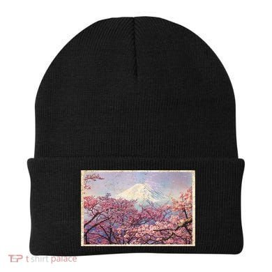 Vintage Japanese Mt. Fuji & Cherry Blossoms Beanie