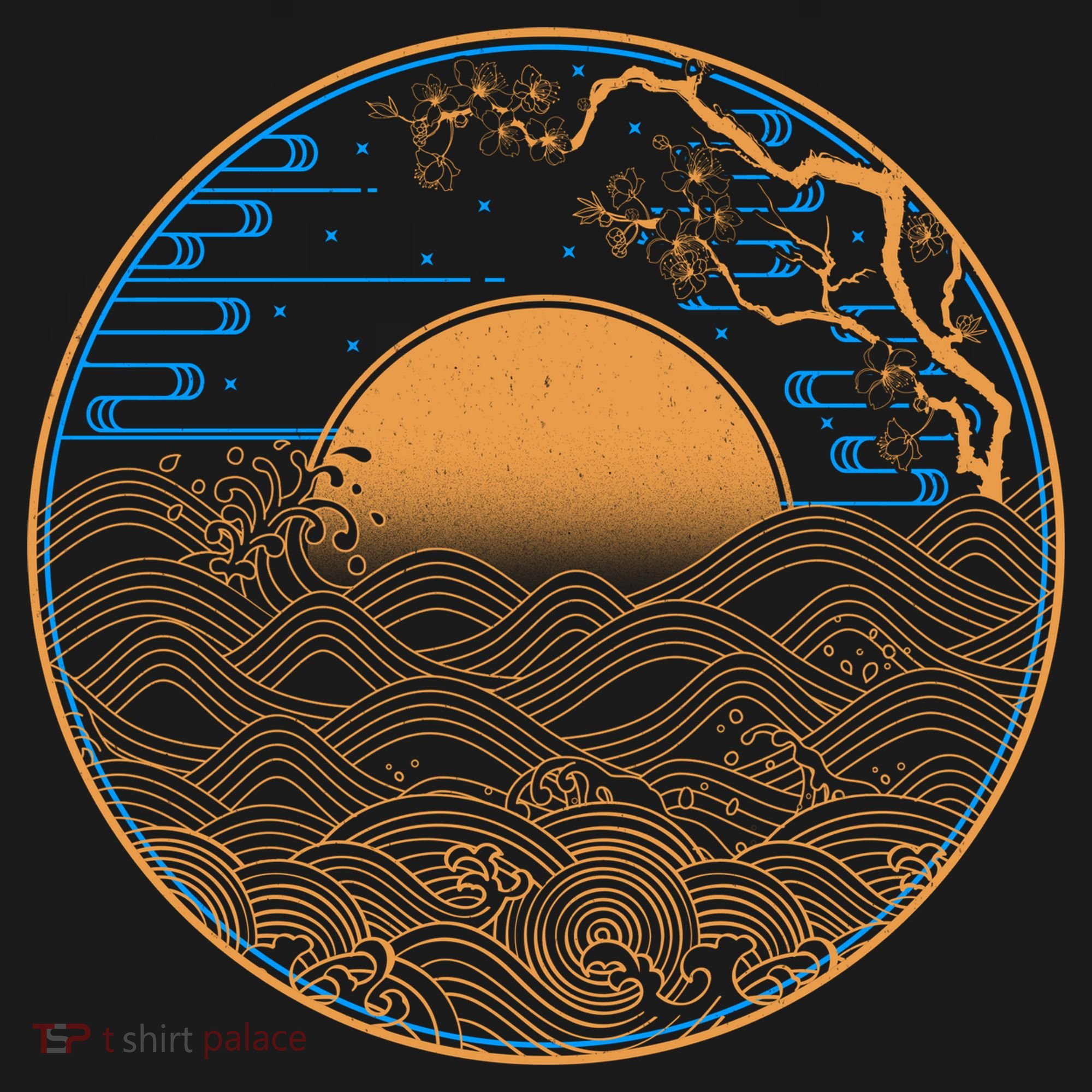 Vintage Japanese Sun Waves Emblem Hoodie