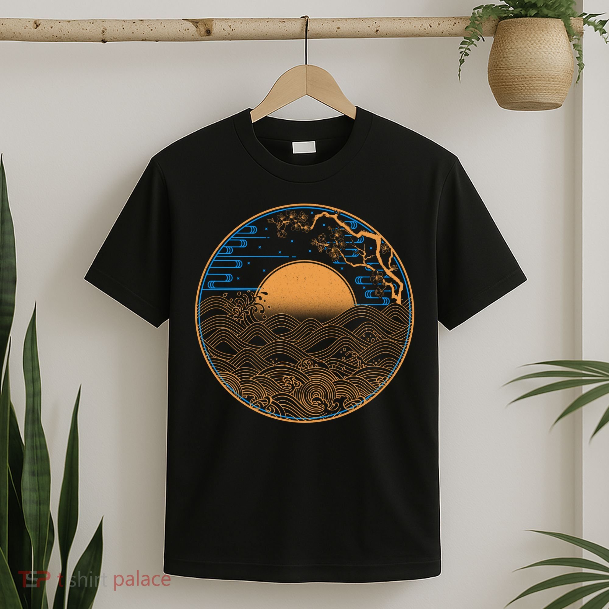 Vintage Japanese Sun Waves Emblem T-Shirt
