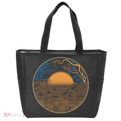 Vintage Japanese Sun Waves Emblem Tote Bag