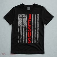 Vintage Jesus USA American Flag Catholic Christion Cross T-Shirt thumb 5