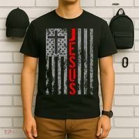 Vintage Jesus USA American Flag Catholic Christion Cross T-Shirt thumb 6