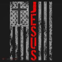 Vintage Jesus USA American Flag Catholic Christion Cross T-Shirt thumb 7