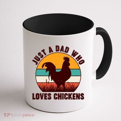 Vintage Just A Dad Who Loves Chickens Coffee Mug back