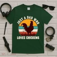 Vintage Just A Dad Who Loves Chickens T-Shirt thumb 5
