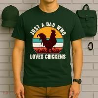 Vintage Just A Dad Who Loves Chickens T-Shirt thumb 6